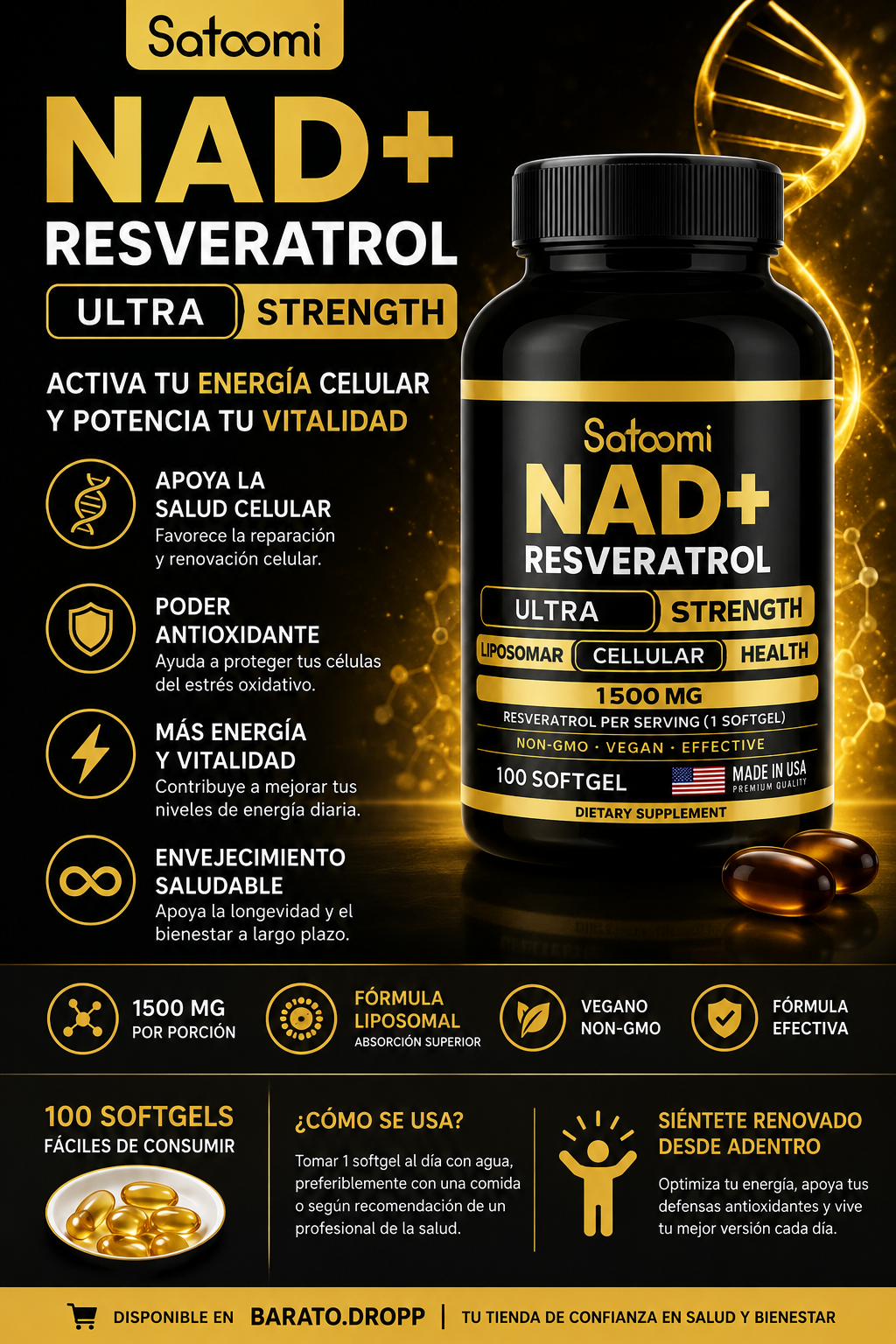 NAD+ CON RESVERATROL 1500 MG